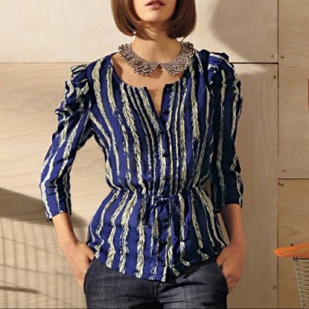 Anthropologie Navy/White Rochelle blouse